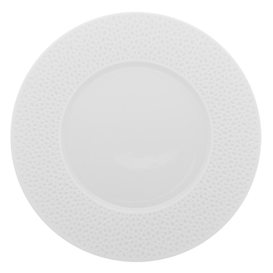 Set of 6 Dinner plates (28 cm) - Perles de Rosee Blanches